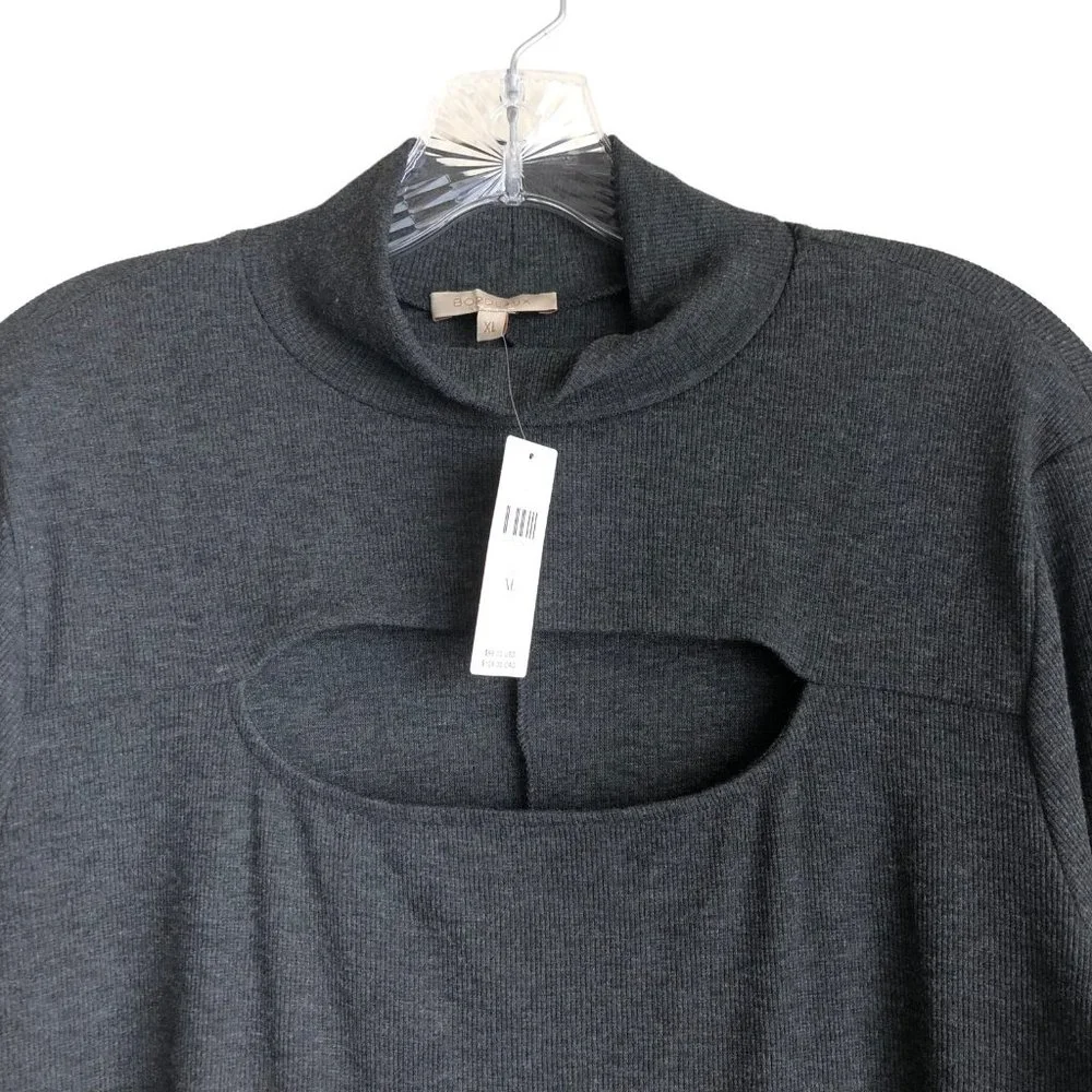 NWT Anthropologie Bordeaux Womens Sweater Dress XL Gray Mock Neck Maxi Stretch - Picture 4 of 10